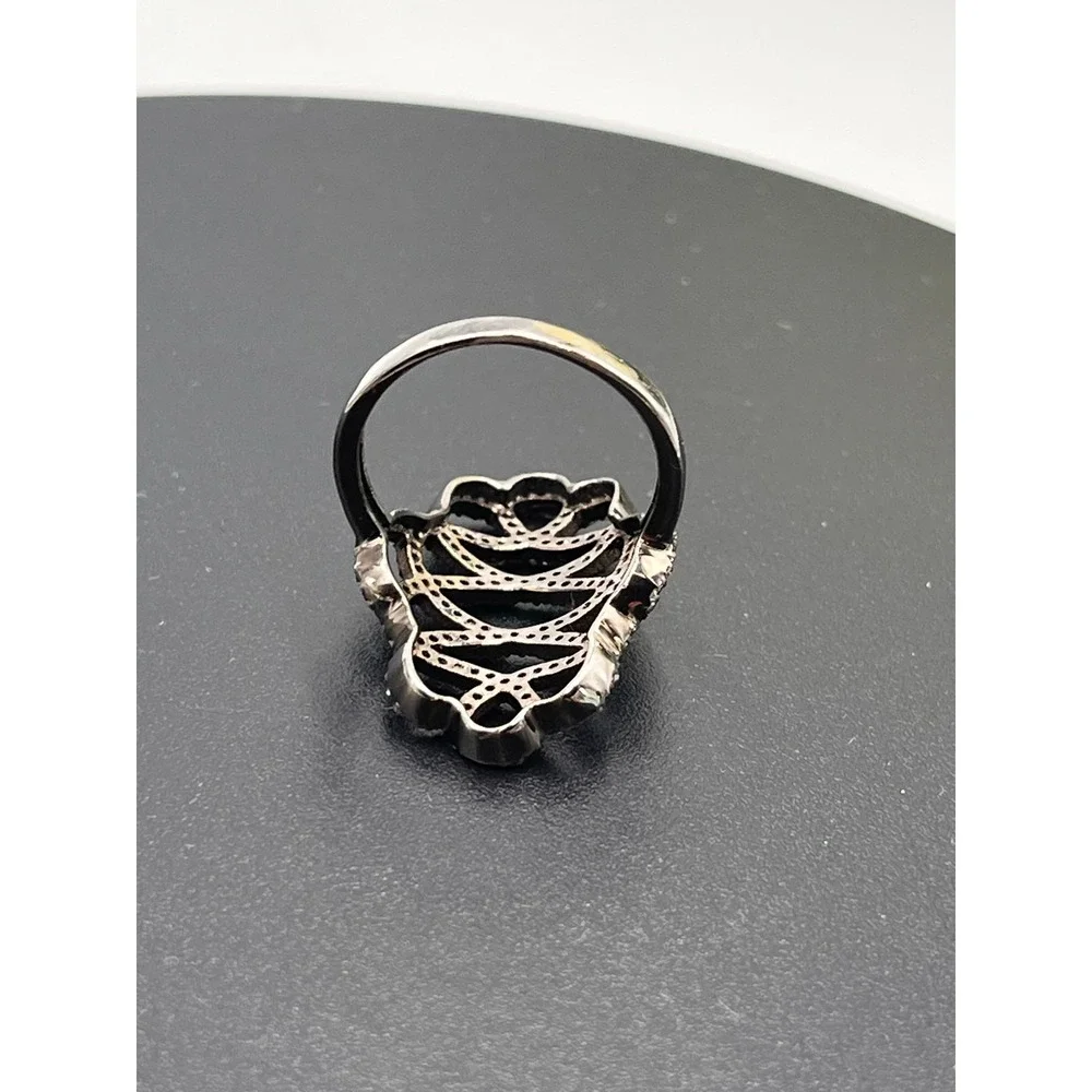 Designer Pave Chocolate Diamond 925 Sterling Silver Sophisticated‎ Ring Sz 8.5